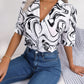 SoBeautiful Printed Lapel Collar Shirt