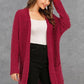 Pocketed Open Front Long Sleeve Cardigan