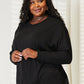 Double Take Light Gray Full Size Seam Detail Round Neck Long Sleeve Top