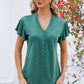 V-Neck Flutter Sleeve T-Shirt
