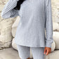 Ribbed Round Neck Dropped Shoulder Top and Shorts Set