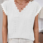 V-Neck Eyelet Short Sleeve Top