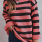 Striped Round Neck Dropped Shoulder Sweater
