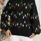 CHRISTMAS THEMED Round Neck Pattern Lantern Sleeve Sweater