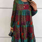 Patchwork Round Neck Long Sleeve Dress