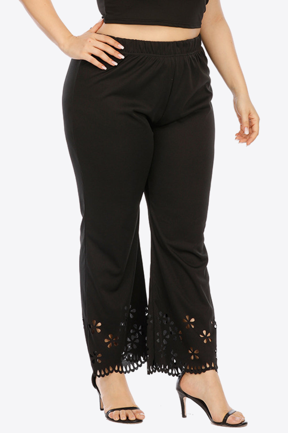 Women's Plus Size Openwork Elastic Waist Pants