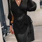 Open Front Lantern Sleeve Tied Cardigan