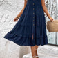 Women's Decorative Button Scoop Neck Tiered Sleeveless Dress