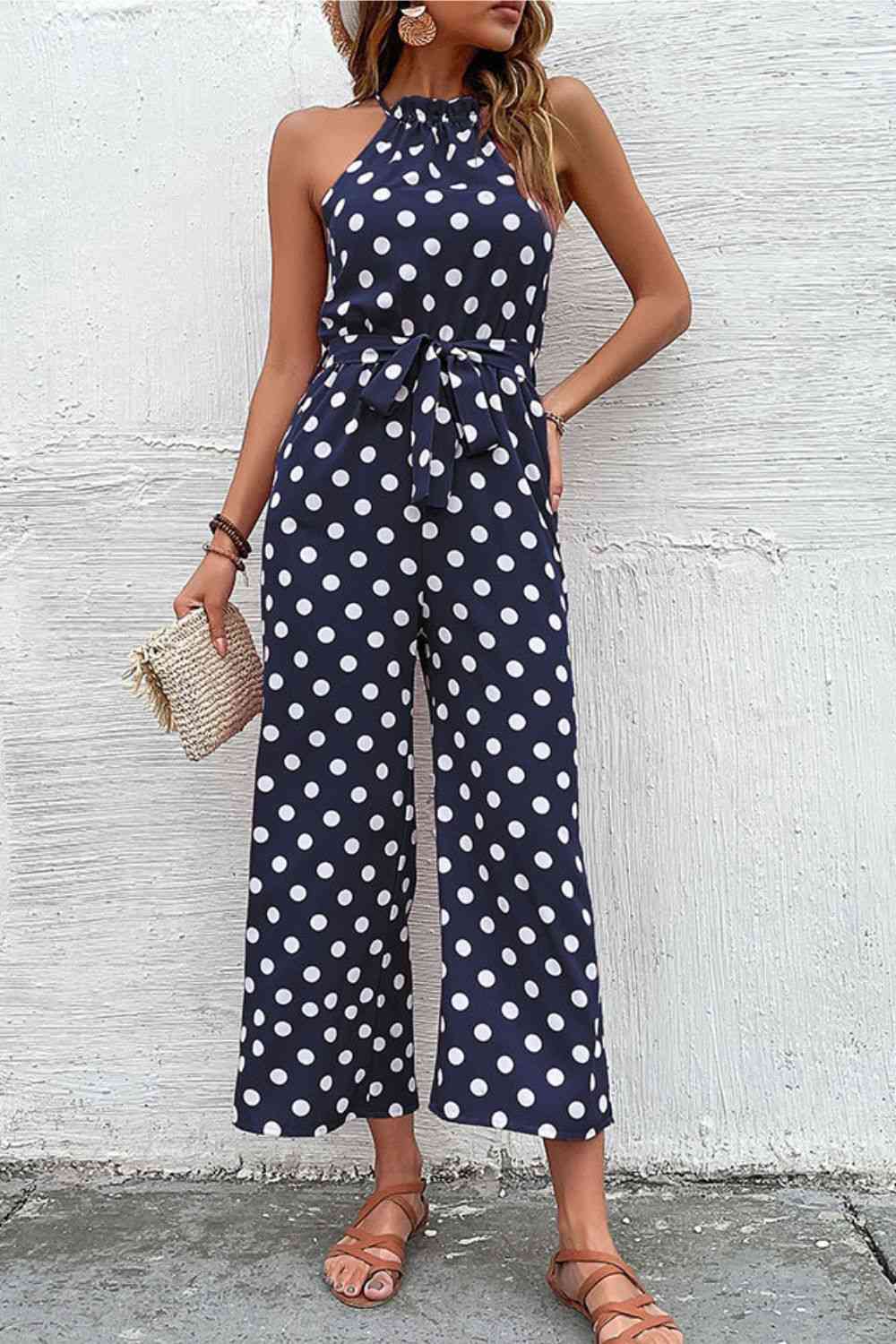 SavannahJayJumpers Polka Dot Grecian Wide Leg Jumpsuit