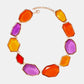 Geometrical Shape Zinc Alloy Frame Resin Necklace