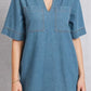 Larissa Bea Pocketed Collared Neck Mini Denim Dress