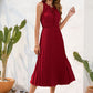 Swiss Dot Tie Neck Sleeveless Dress