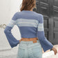 SweaterArt Ribbed Color Block Round Neck Cropped Sweater