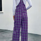 Plaid Straight Leg Overalls
