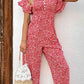 Floral Printed Tie Back Ruffled Jumpsuit