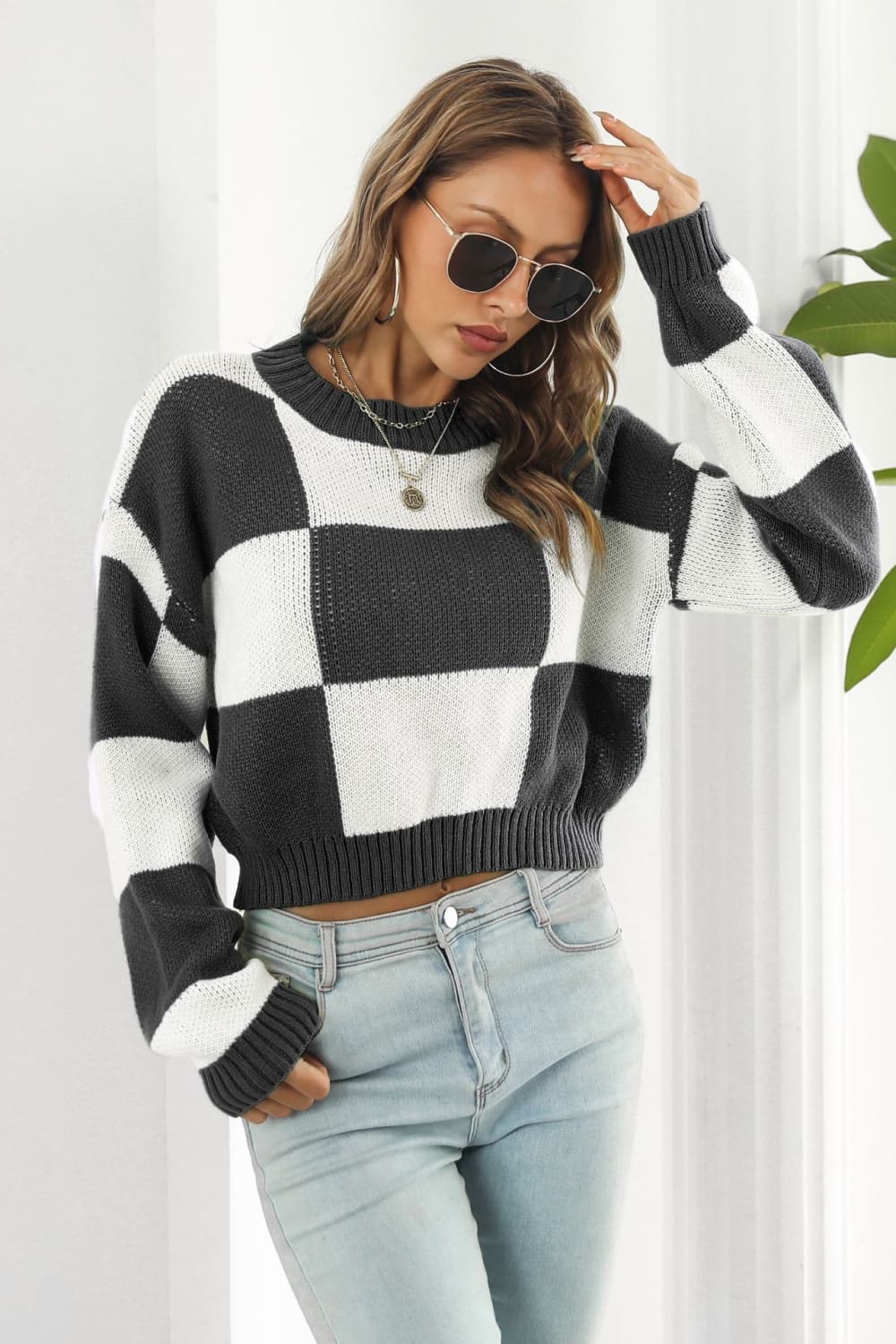 Hannah Lea Color Block Round Neck Dropped Shoulder Sweater 🦋