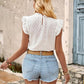 Abigail Eyelet Ruffle Trim Cap Sleeve Tank