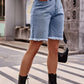 Full Size Raw Hem Denim Shorts with Pockets