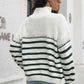 KnittedEmporium Striped Turtleneck Drop Shoulder Sweater