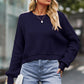 Round Neck Drop Shoulder Long Sleeve Sweater