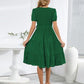 Smocked Tie Front Short Sleeve Tiered Dress