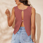 Women's Buttoned Cutout Ribbed Trim Knit Tank