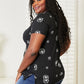 Double Take Black Full Size Dandelion Print Round Neck T-Shirt