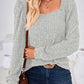 Ribbed Square Neck Long Sleeve T-Shirt