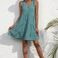 SUMMERLEA Decorative Button V-Neck Tiered Sleeveless Dress