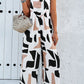 Printed Wide Strap Jumpsuit with Pockets