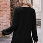 Long Flounce Sleeve Round Neck Blouse