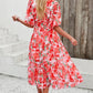 Larissa Bea Smocked Printed V-Neck Short Sleeve Dress
