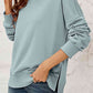Round Neck  Dropped Shoulder Slit Sweatshirt