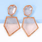 Geometrical Shape Zinc Alloy Frame Resin Dangle Earrings