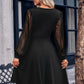 ZaLaquite Surplice Neck Swiss Dot Long Sleeve Dress