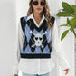 SoGoth Skull Geometric V-Neck Black Sweater Vest
