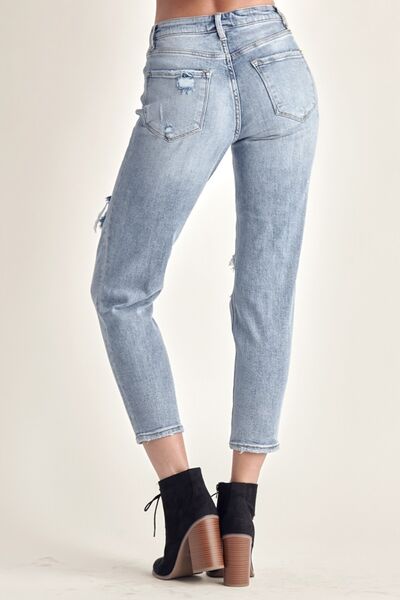 RISEN Distressed Slim Cropped Jeans *