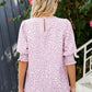 Polka Dot Round Neck Lantern Sleeve Blouse