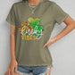 LUCKY VIBES Round Neck Short Sleeve T-Shirt