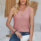 Eyelet Decorative Button V-Neck Tank