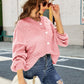 Openwork Pompom Puff Sleeve Cardigan