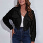 Collared Neck Dropped Shoulder Buttoned Jacket