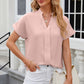 Notched Short Sleeve Blouse