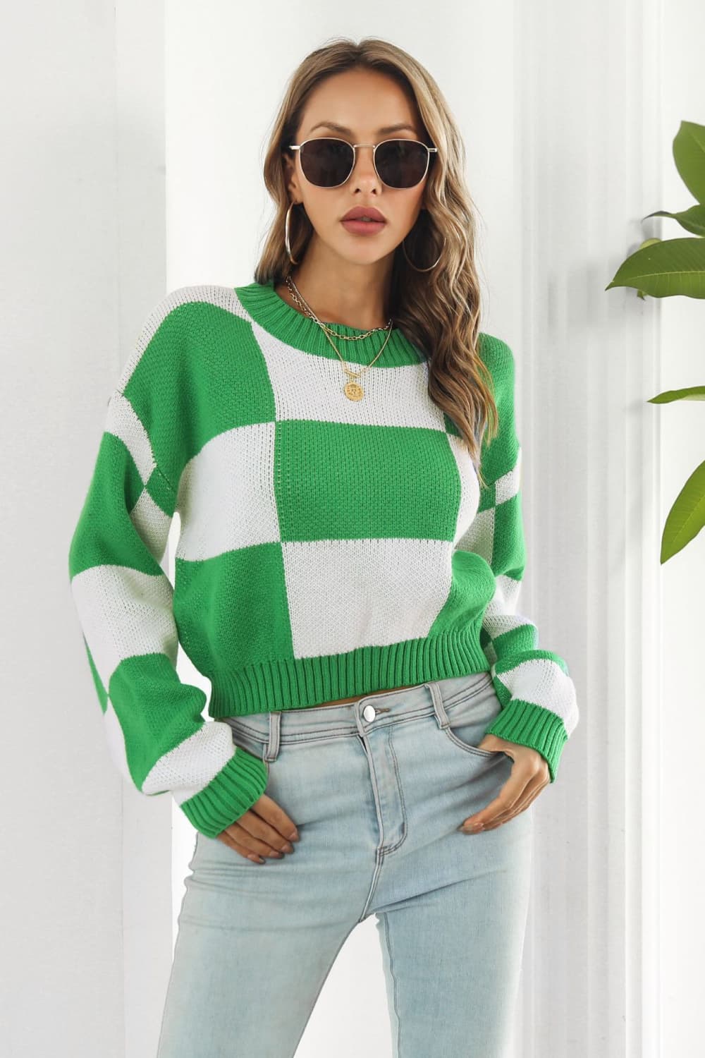 Hannah Lea Color Block Round Neck Dropped Shoulder Sweater 🦋