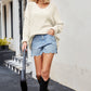 Adriana & Bae V-Neck Ribbed Dropped Shoulder Knit Top