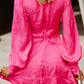 Women's Cutout Lantern Sleeve Plunge Mini Dress