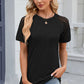 Openwork Round Neck Short Sleeve T-Shirt