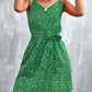 SOChic Printed V-Neck Tie Waist Mini Dress