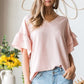 Heimish Full Size Swiss Dot Ruffle Short Sleeve Top