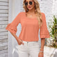 Ruffled Suqare Neck Half Sleeve Blouse